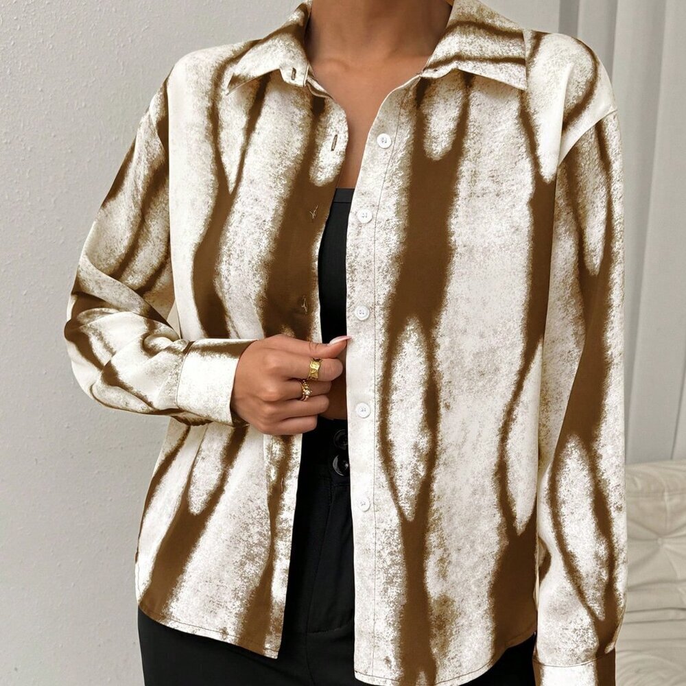 Brown Casual Women's Long Sleeve Shirt - Picture 4 of 6